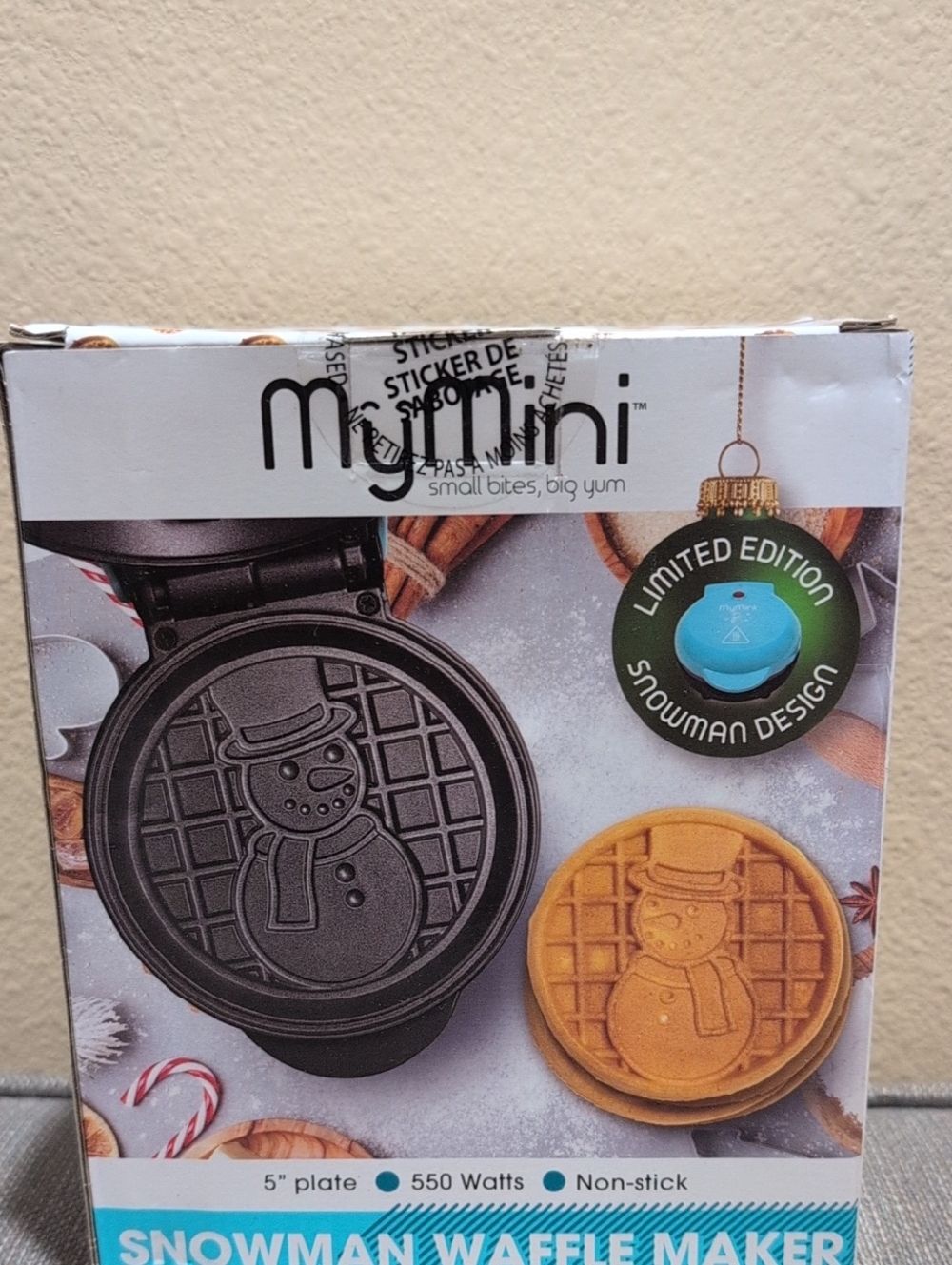 MyMini Snowman Waffle Maker - Black with Teal Accent